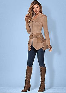 Faux Suede And Lace Jacket