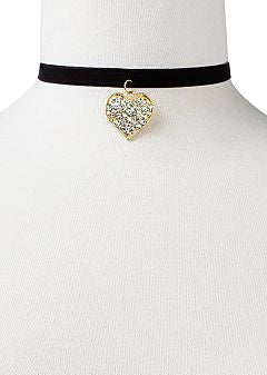 Heart Rhinestone Choker