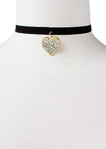 Heart Rhinestone Choker